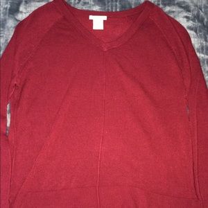 V neck red sweater